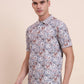 Flint Grey Printed Slim Fit Polo T-Shirt | Greenfibre