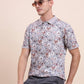 Flint Grey Printed Slim Fit Polo T-Shirt | Greenfibre