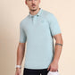 Dusty Aqua Solid Slim Fit Polo T-Shirt | Greenfibre