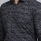 Navy Blue Printed Slim Fit Party Wear Shirt | Wyre