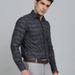Navy Blue Printed Slim Fit Party Wear Shirt | Wyre