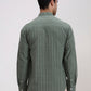 Off White & Green Striped Slim Fit Kurta | Greenfibre