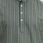 Off White & Green Striped Slim Fit Kurta | Greenfibre