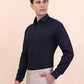 Navy Blue Striped Slim Fit Formal Shirt | Greenfibre