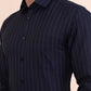 Navy Blue Striped Slim Fit Formal Shirt | Greenfibre