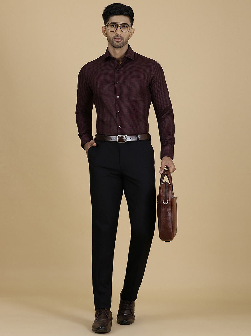 Maroon Checked Slim Fit Formal Shirt | Greenfibre