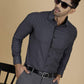 Dark Grey Checked Slim Fit Formal Shirt | Greenfibre