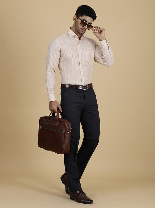 Orange Striped Slim Fit Formal Shirt | Greenfibre