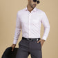 Light Pink Printed Slim Fit Formal Shirt | Greenfibre