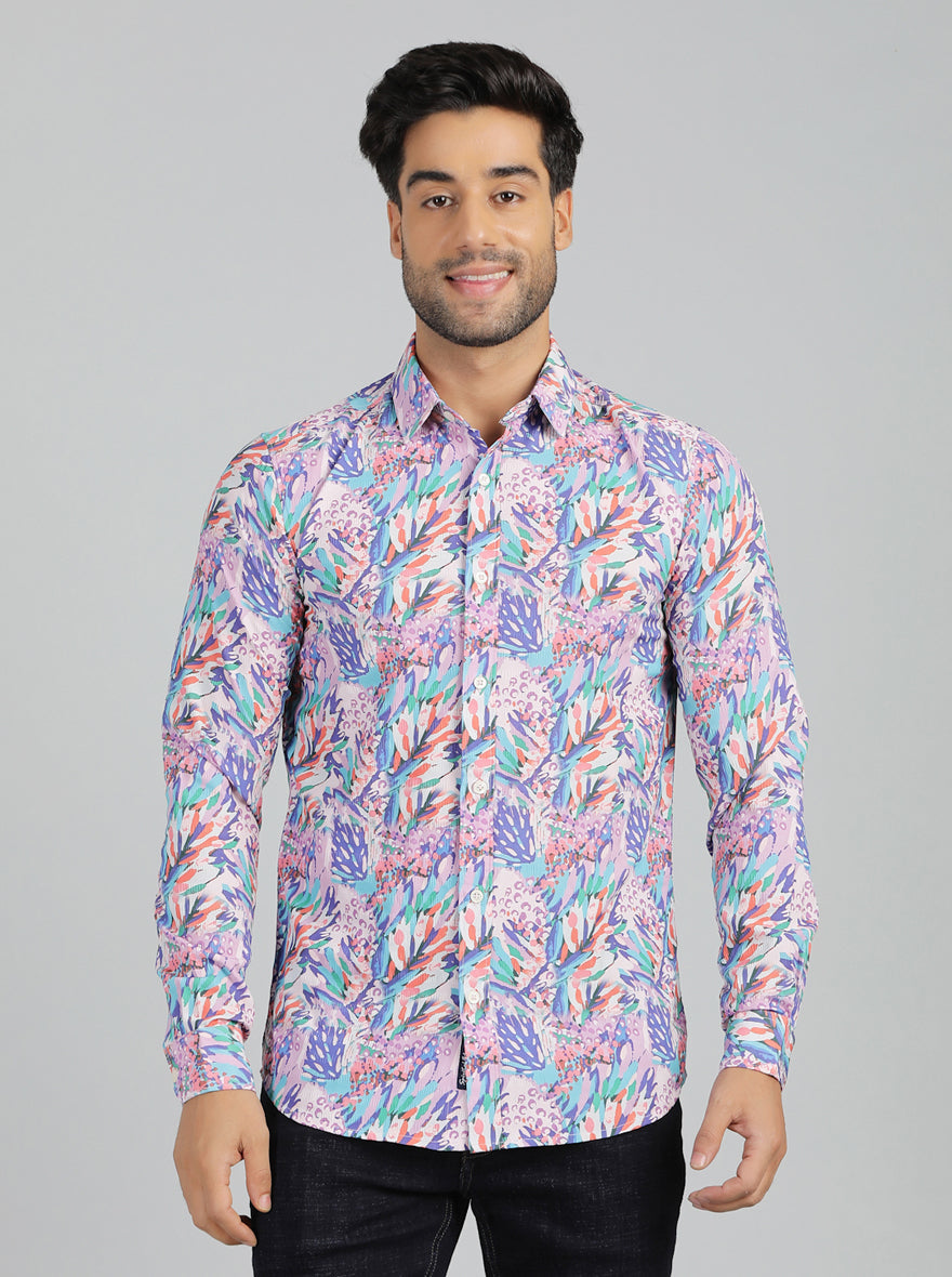Multicolor Printed Slim Fit Casual Shirt | JadeBlue