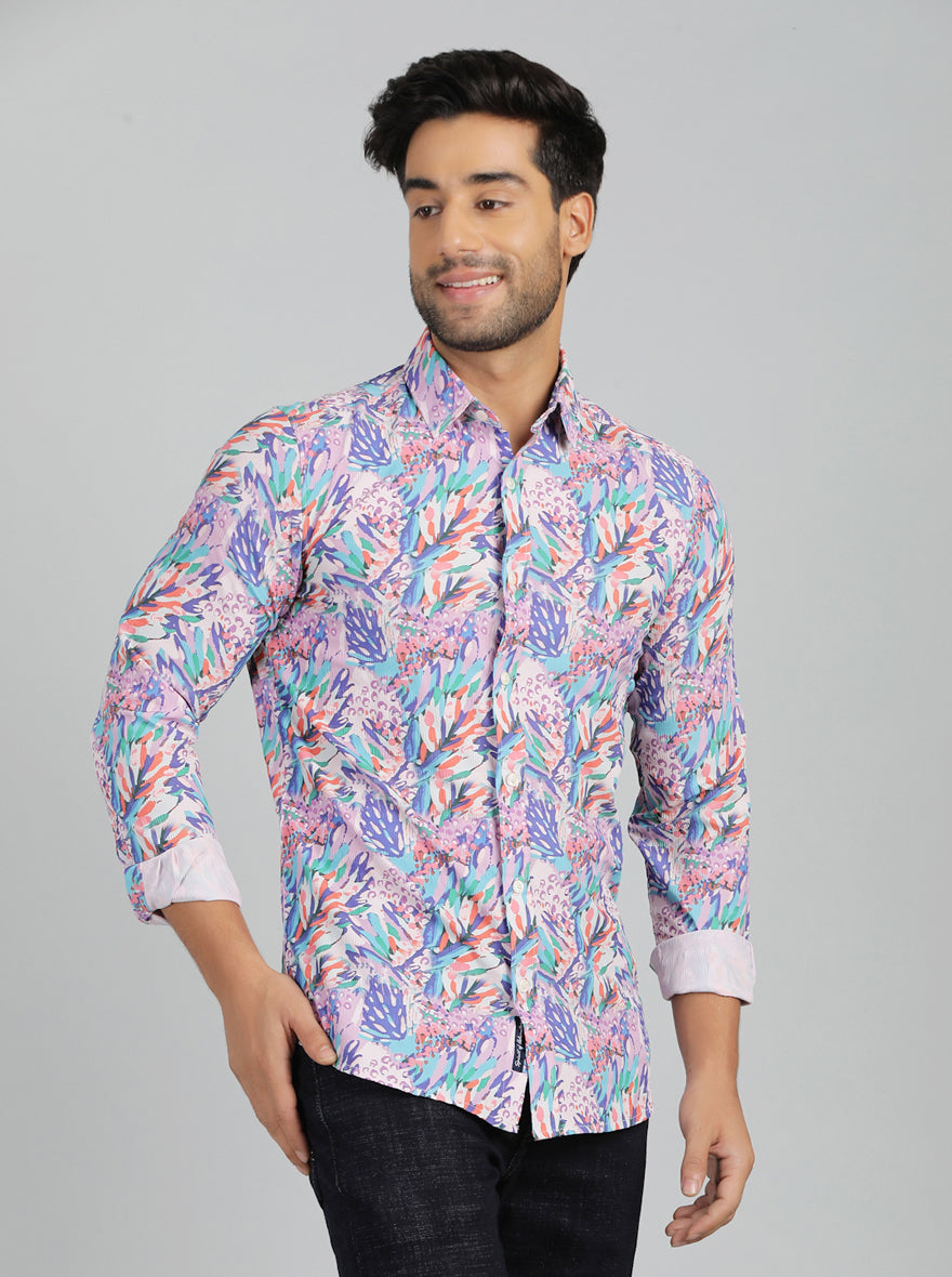 Multicolor Printed Slim Fit Casual Shirt | JadeBlue