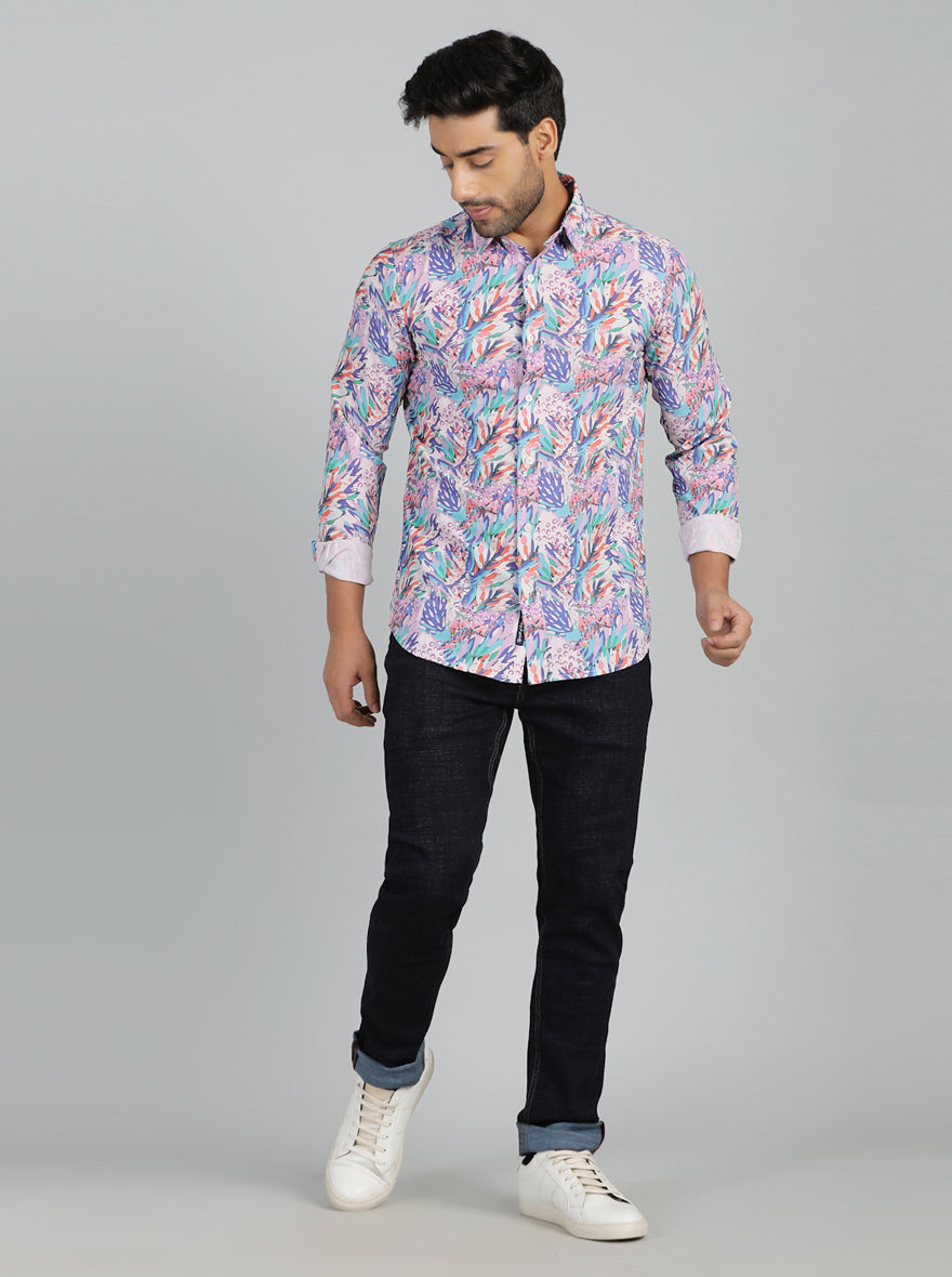 Multicolor Printed Slim Fit Casual Shirt | JadeBlue