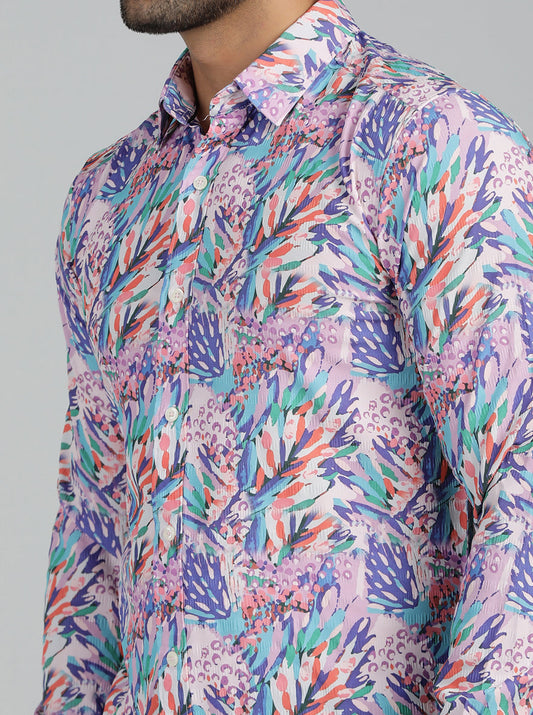Multicolor Printed Slim Fit Casual Shirt | JadeBlue