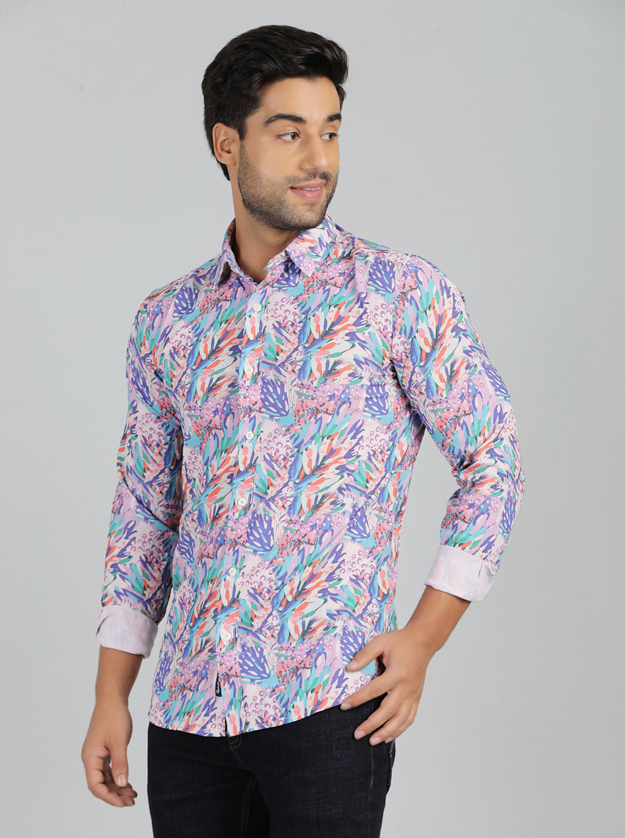 Multicolor Printed Slim Fit Casual Shirt | JadeBlue