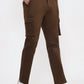 Brown Solid Slim Fit Cargo Pant | Greenfibre