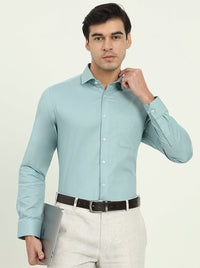 Pista Green Solid Slim Fit Formal Shirt | Greenfibre
