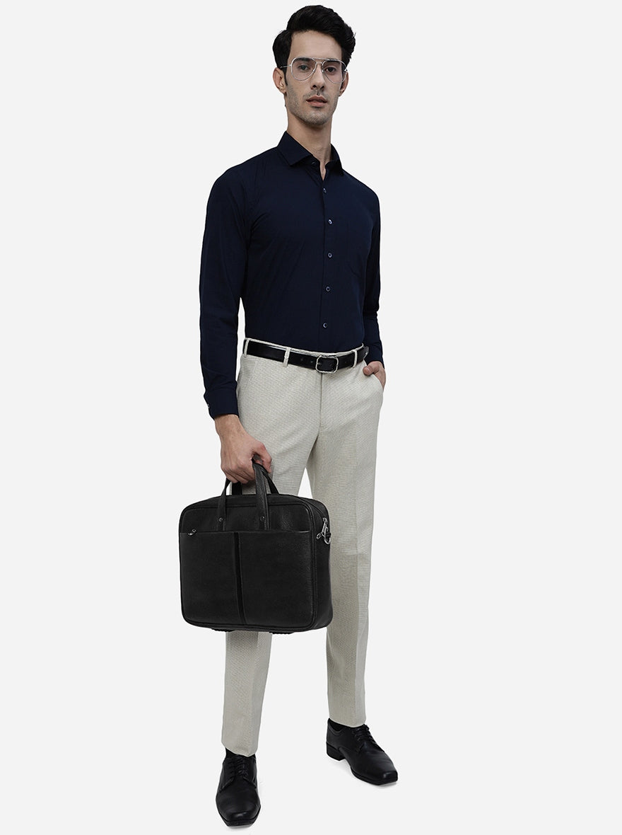 Navy Blue Solid Regular Fit Formal Shirt | Greenfibre