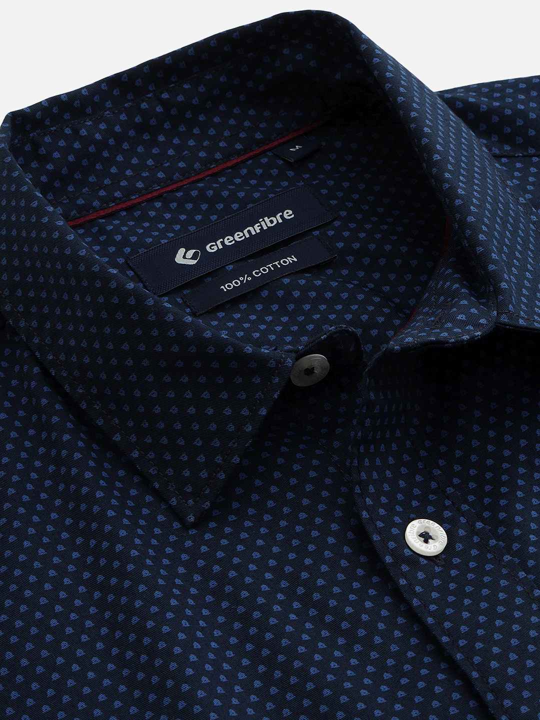 Navy Blue Printed Smart Fit Semi Casual Shirt | Greenfibre