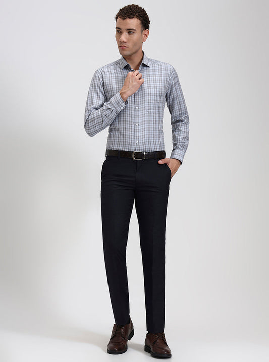 Blue Checked Slim Fit Formal Shirt | Greenfibre