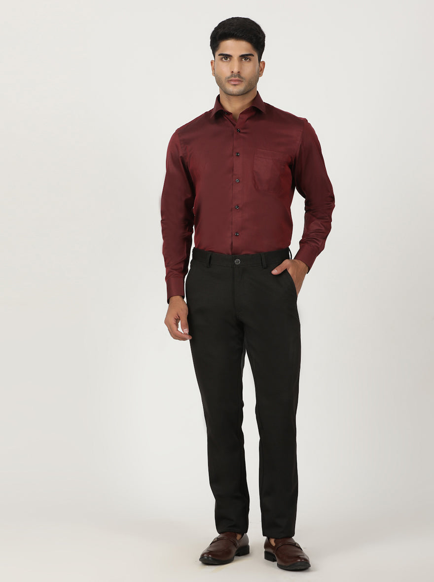 Red Solid Slim Fit Formal Shirt | Greenfibre