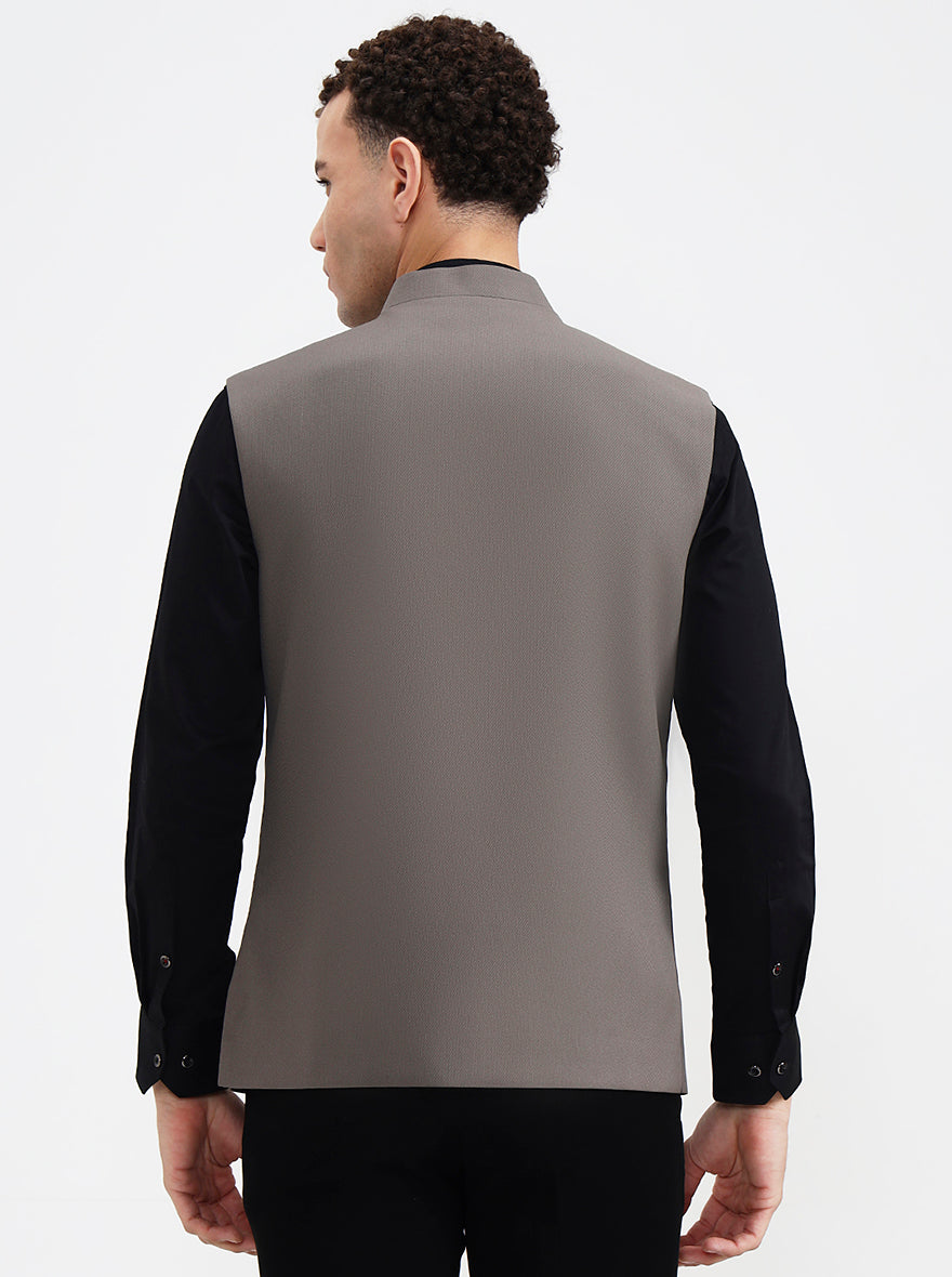 Grey Solid Regular Fit Waistcoat  | Greenfibre