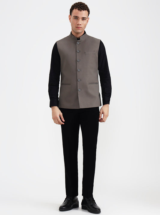 Grey Solid Regular Fit Waistcoat  | Greenfibre