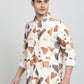 Cream Printed Slim Fit Casual Shirt | JadeBlue