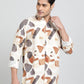 Cream Printed Slim Fit Casual Shirt | JadeBlue
