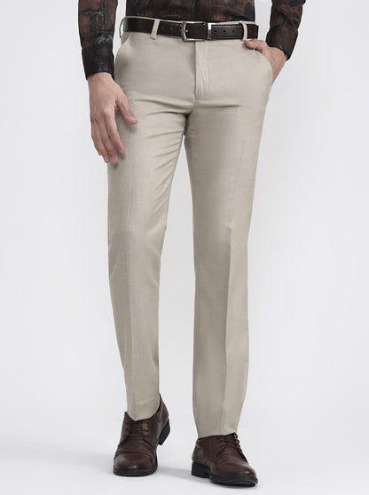 Fawn Solid Super Slim Fit Formal Trouser | Greenfibre