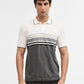 White & Grey Striped Slim Fit Polo T-Shirt | Greenfibre