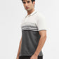 White & Grey Striped Slim Fit Polo T-Shirt | Greenfibre