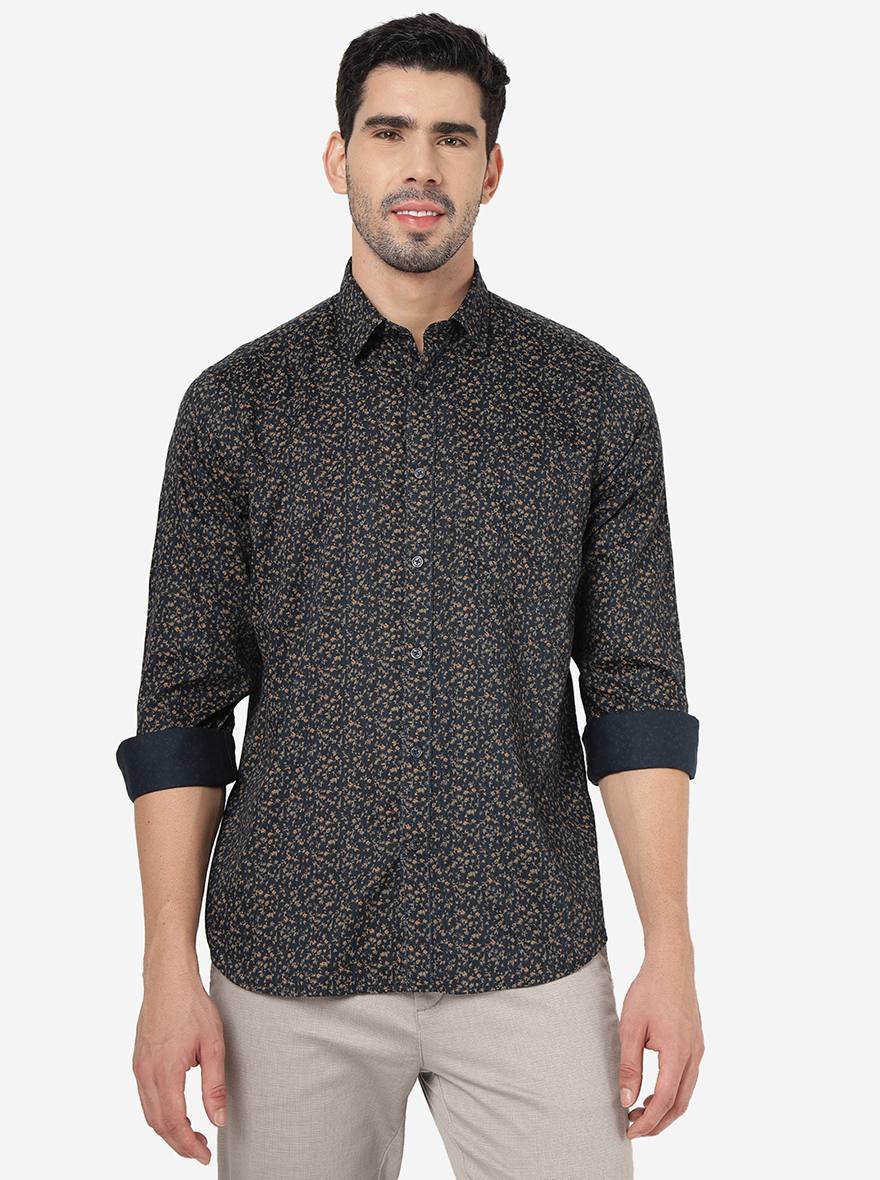 Navy Blue Solid Smart Fit Semi Casual Shirt | Greenfibre