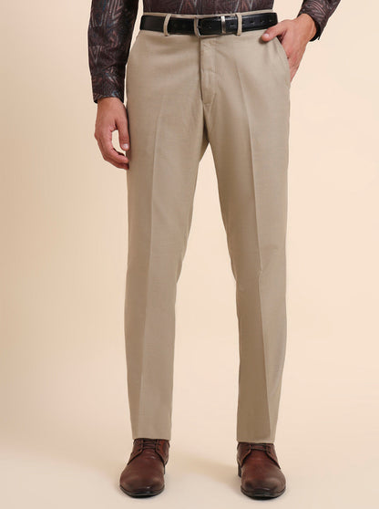 Fawn Solid Slim Fit Formal Trouser | GreenFiber