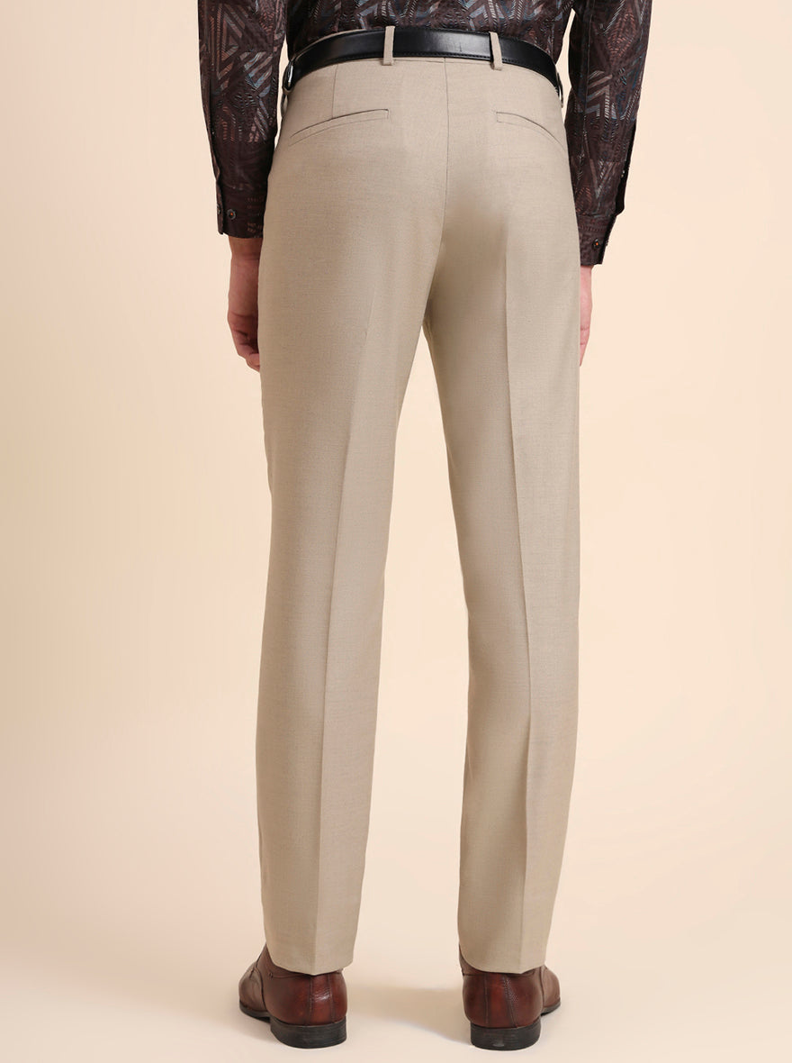 Fawn Solid Slim Fit Formal Trouser | GreenFiber