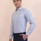 White & Blue Checked Slim Fit Formal Shirt | Greenfibre