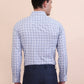 White & Blue Checked Slim Fit Formal Shirt | Greenfibre