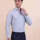 White & Blue Checked Slim Fit Formal Shirt | Greenfibre