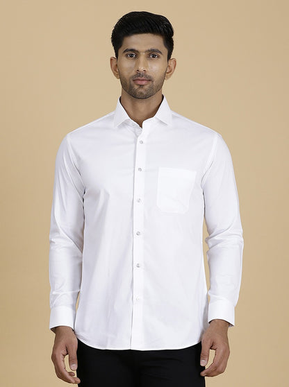 White Solid Slim Fit Party Wear Shirt | Greenfibre