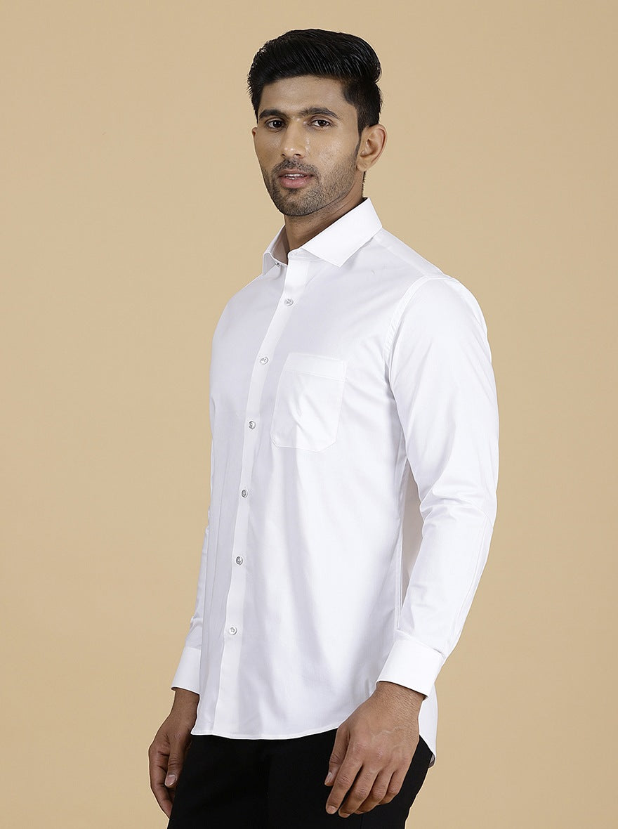 White Solid Slim Fit Party Wear Shirt | Greenfibre