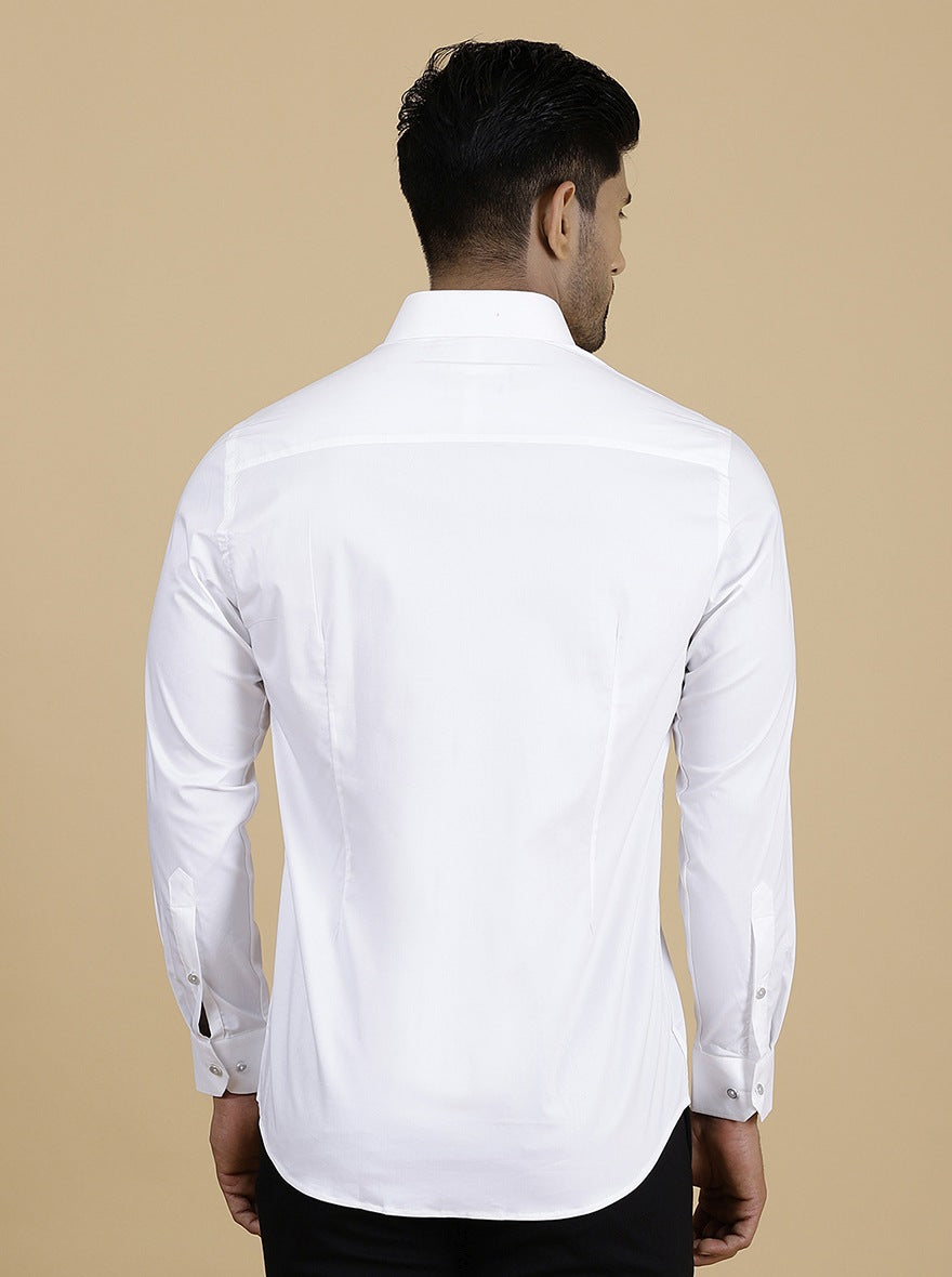 White Solid Slim Fit Party Wear Shirt | Greenfibre