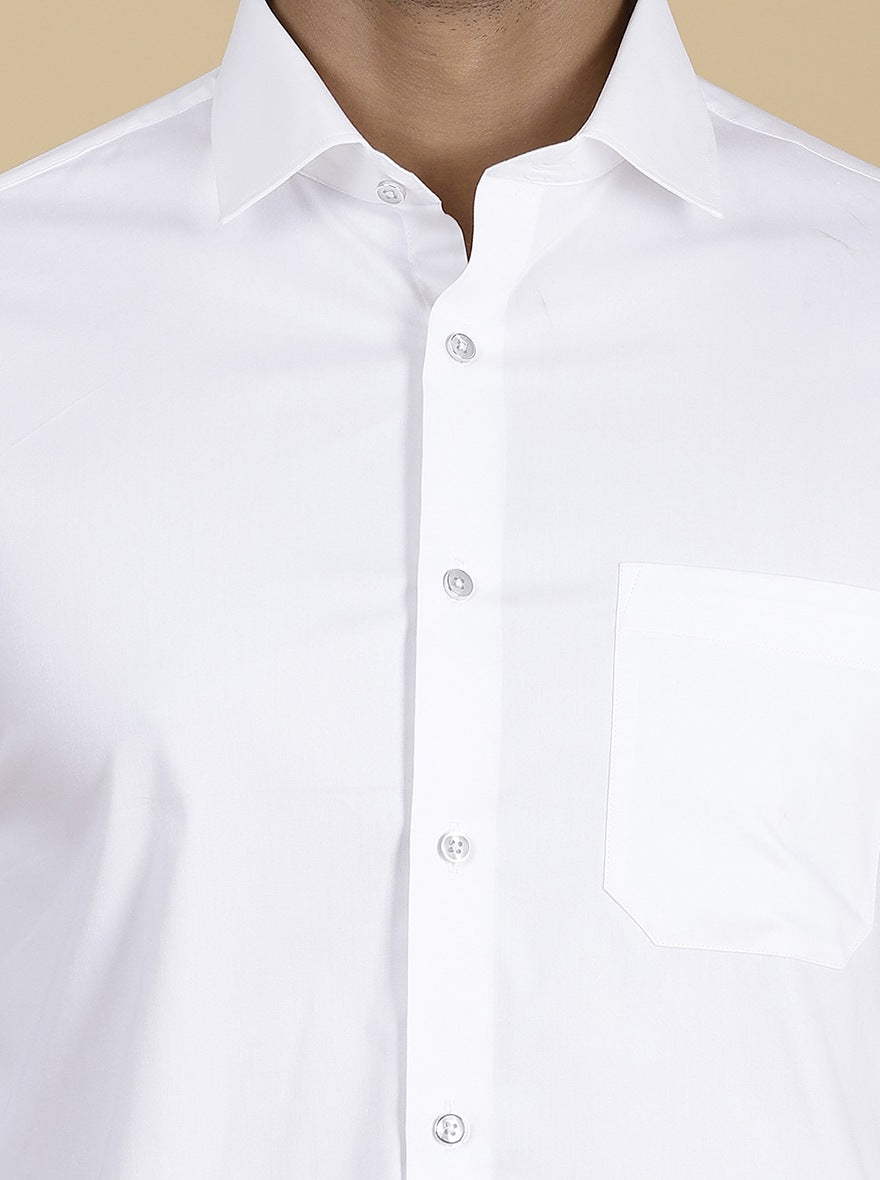 White Solid Slim Fit Party Wear Shirt | Greenfibre