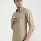 Khaki Solid Tailored Fit Semi Casual Shirt | Greenfibre