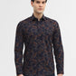 Navy Blue Printed Smart Fit Semi Casual Shirt | Greenfibre
