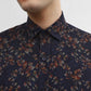 Navy Blue Printed Smart Fit Semi Casual Shirt | Greenfibre