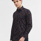 Navy Blue Printed Smart Fit Semi Casual Shirt | Greenfibre