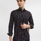 Navy Blue Printed Smart Fit Semi Casual Shirt | Greenfibre
