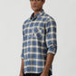 Blue Checked Slim Fit Casual Shirt | Greenfibre