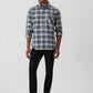 Blue Checked Slim Fit Casual Shirt | Greenfibre