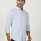 Light Blue Printed Slim Fit Casual Shirt | Greenfibre