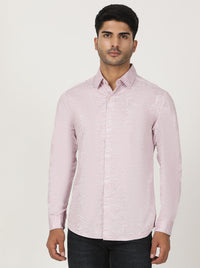 Dusky Pink Printed Slim Fit Casual Shirt | Greenfibre